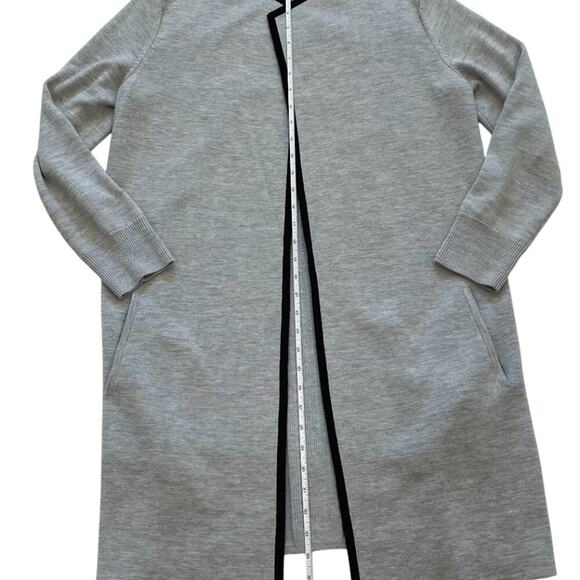 Talbots Gray Merino Wool Blend Long Cardigan Coat / Duster Open Front, Size LP - Picture 9 of 10